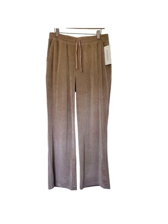 Marika Pants - Marika Women L Pants Camel Tan Velour Wide-Leg Lounge Relaxed Ultra Soft Cozy